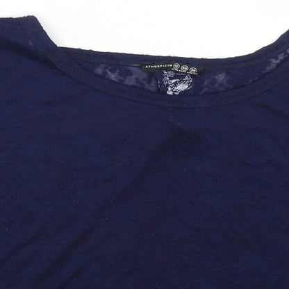 Primark Womens Blue Animal Print Polyester Basic T-Shirt Size 12 Scoop Neck - Snake Skin Print