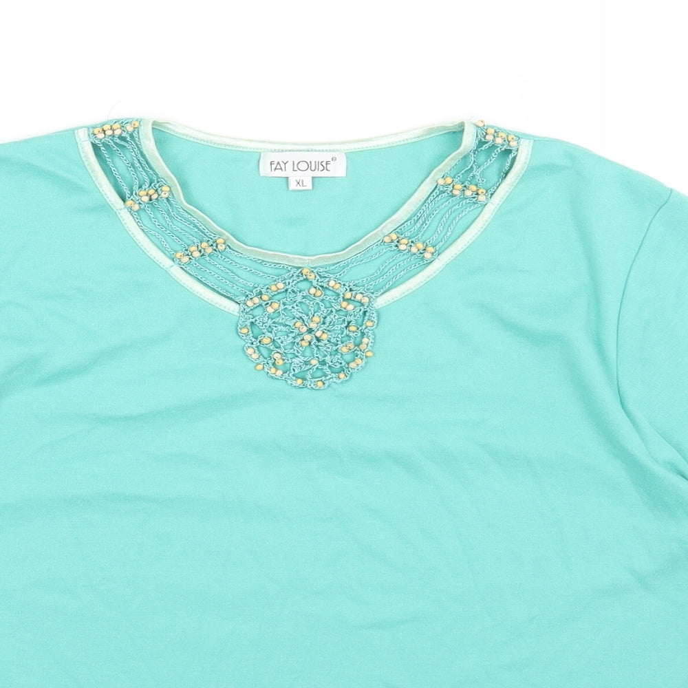 Womens UK Size XL Fay Louise Green Basic T-Shirt