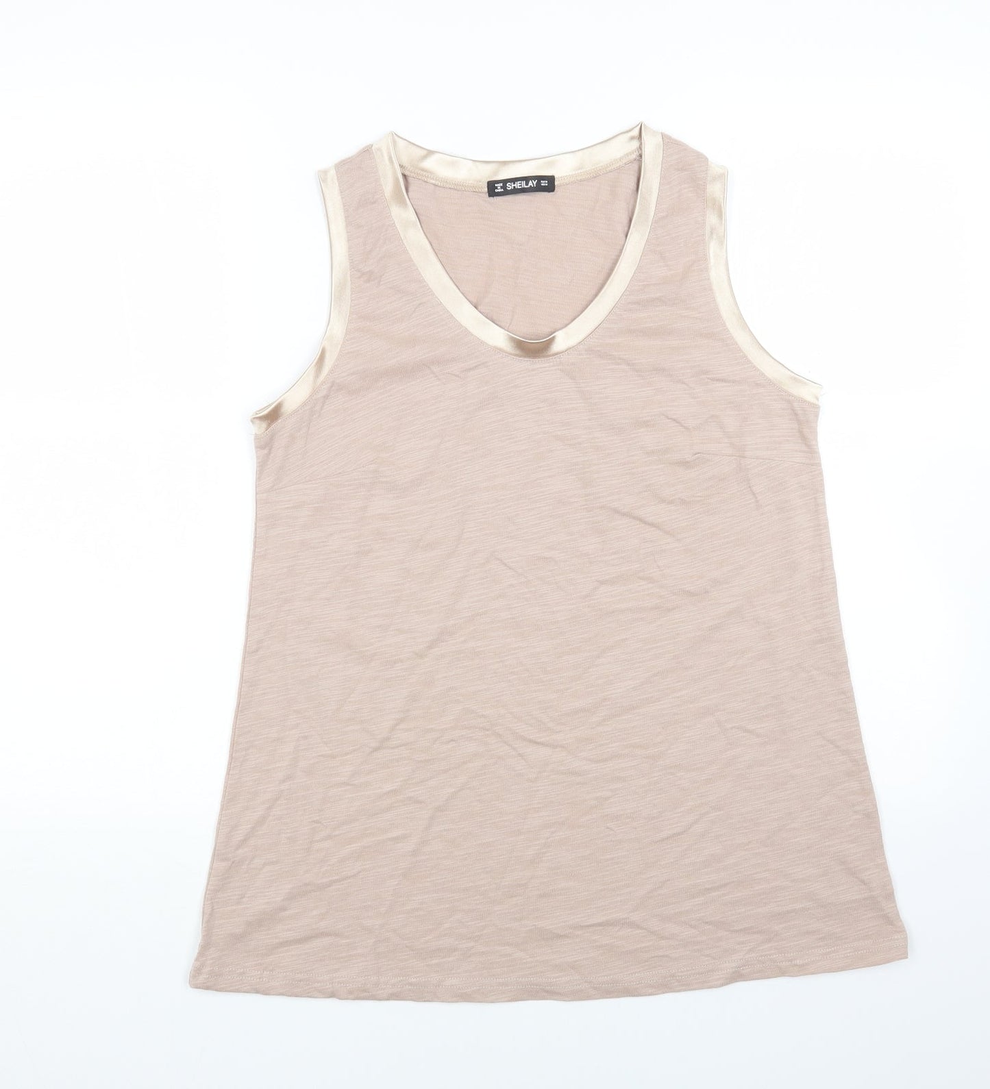 Womens UK Size M SHEILAY Beige Basic Tank