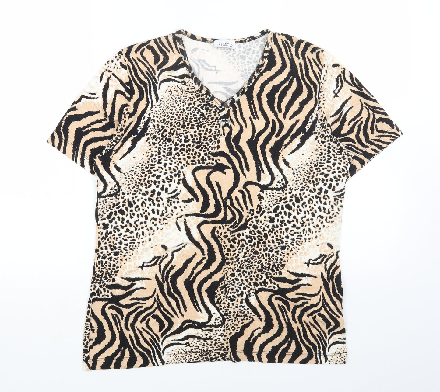 Womens UK Size 16 Gelco Brown Basic T-Shirt