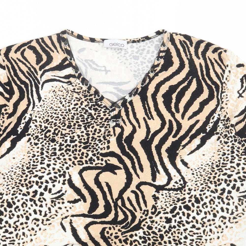 Womens UK Size 16 Gelco Brown Basic T-Shirt