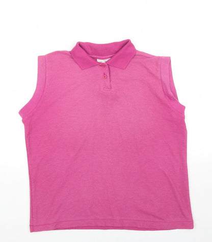 KAYS Womens Pink Polyester Basic Polo Size 16 Collared