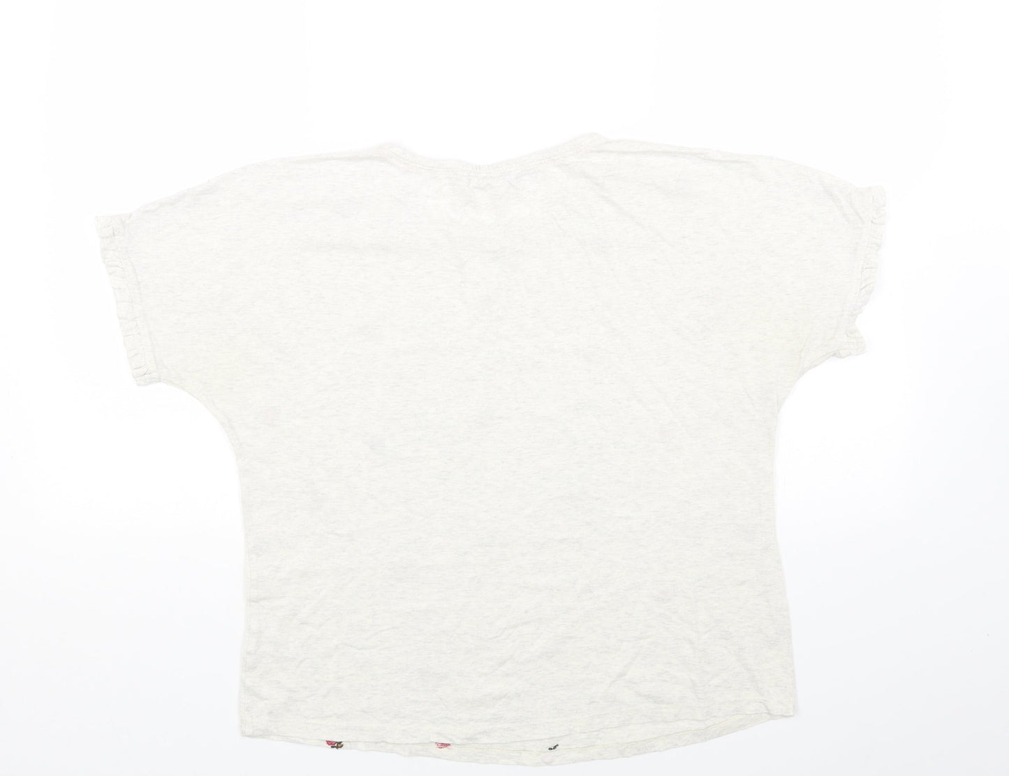 TU Womens Grey Floral Cotton Basic T-Shirt Size 10 Crew Neck