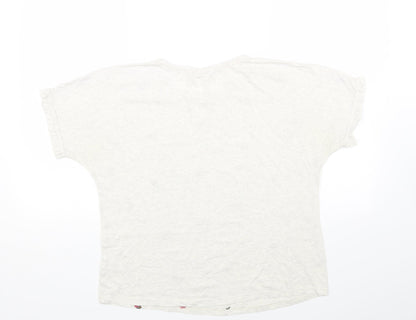 TU Womens Grey Floral Cotton Basic T-Shirt Size 10 Crew Neck
