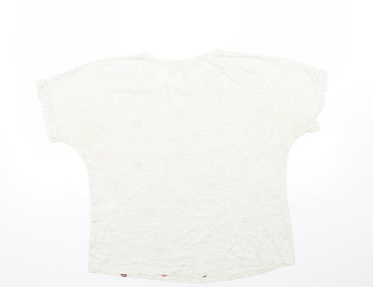 TU Womens Grey Floral Cotton Basic T-Shirt Size 10 Crew Neck