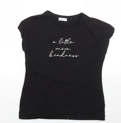 Papaya Womens Black Cotton Basic T-Shirt Size 10 Crew Neck - Little More Kindness