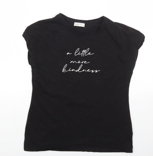 Papaya Womens Black Cotton Basic T-Shirt Size 10 Crew Neck - Little More Kindness