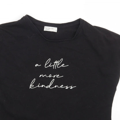 Papaya Womens Black Cotton Basic T-Shirt Size 10 Crew Neck - Little More Kindness