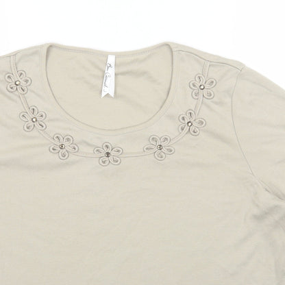Womens UK Size L BM Beige Basic T-Shirt