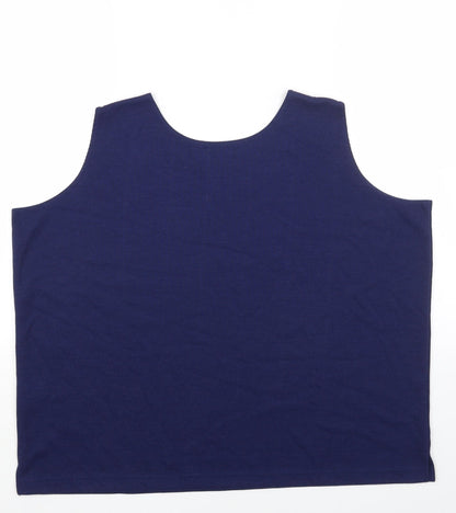 Bonmarché Womens Blue Polyester Basic Tank Size XL Round Neck - Ribbed