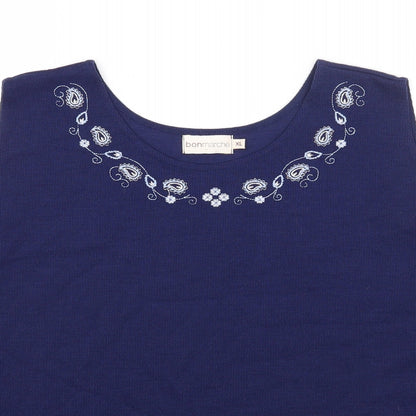 Bonmarché Womens Blue Polyester Basic Tank Size XL Round Neck - Ribbed