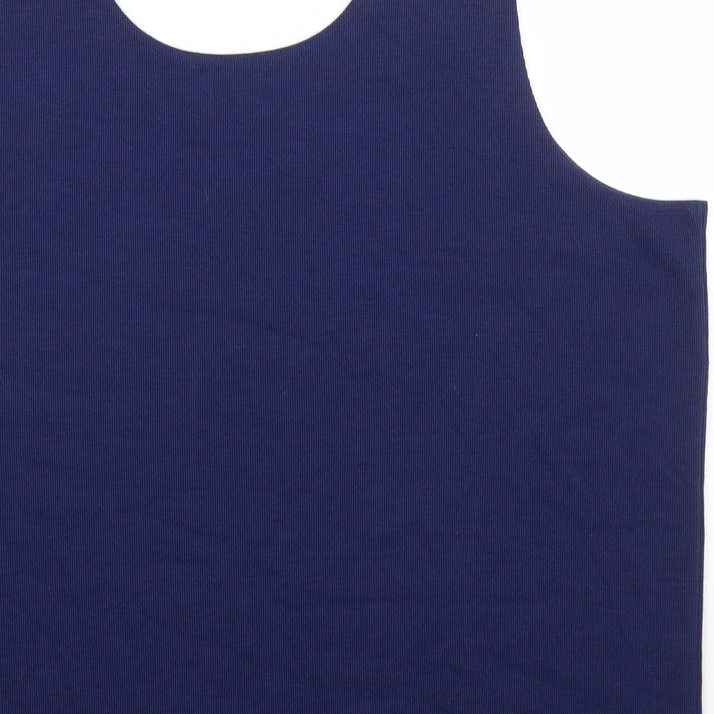 Bonmarché Womens Blue Polyester Basic Tank Size XL Round Neck - Ribbed