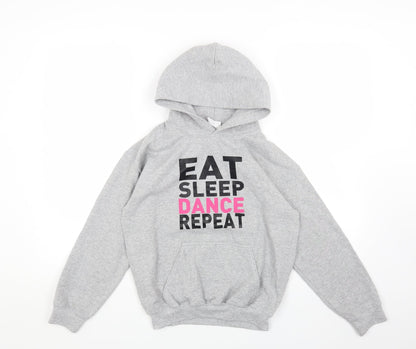 Preworn Womens Grey Cotton Pullover Hoodie Size M Pullover - Eat Sleep Dance Repeat