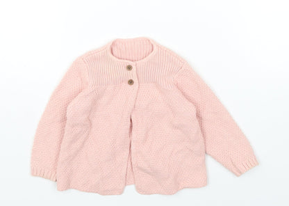 Marks and Spencer Pink Cotton Cardigan Jumper Size 3-6 Months Button