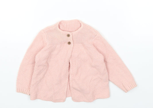 Marks and Spencer Pink Cotton Cardigan Jumper Size 3-6 Months Button