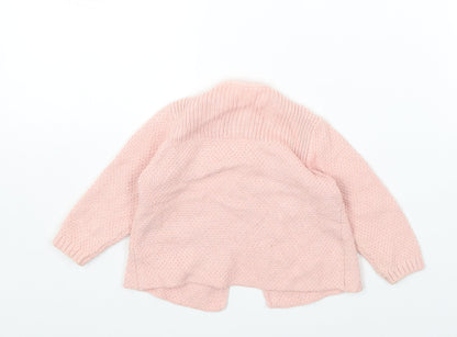 Marks and Spencer Pink Cotton Cardigan Jumper Size 3-6 Months Button