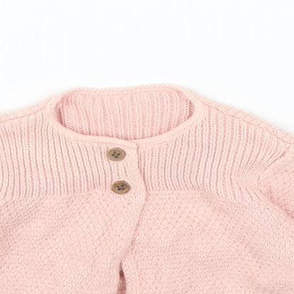 Marks and Spencer Pink Cotton Cardigan Jumper Size 3-6 Months Button