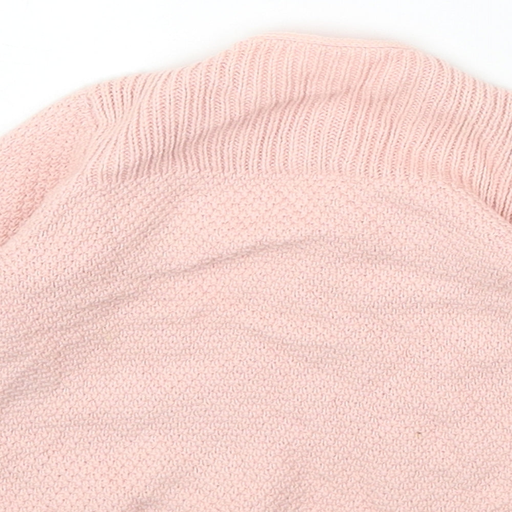 Marks and Spencer Pink Cotton Cardigan Jumper Size 3-6 Months Button