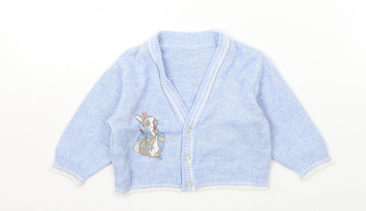 Preworn Black Cotton Cardigan Jumper Size 6-9 Months Button