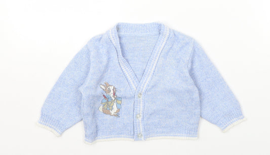 Preworn Black Cotton Cardigan Jumper Size 6-9 Months Button