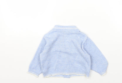Preworn Black Cotton Cardigan Jumper Size 6-9 Months Button