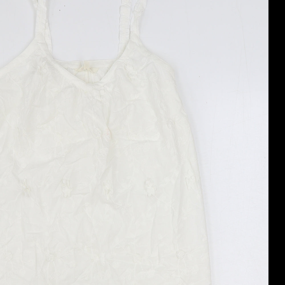Marks and Spencer Womens White 100% Cotton Mini Size 8 V-Neck Pullover