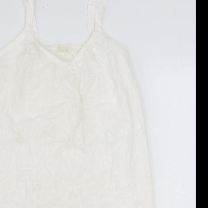 Marks and Spencer Womens White 100% Cotton Mini Size 8 V-Neck Pullover