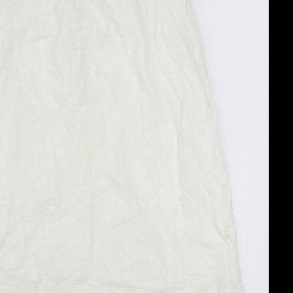 Marks and Spencer Womens White 100% Cotton Mini Size 8 V-Neck Pullover