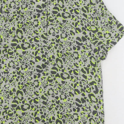 Miss Selfridge Womens Grey Animal Print Polyester Basic T-Shirt Size 6 Crew Neck