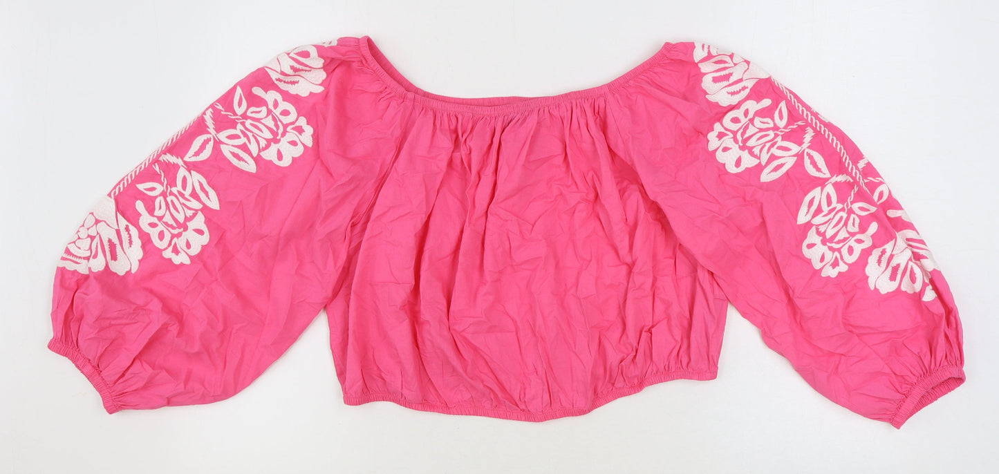 Womens UK Size 20 Marks and Spencer Pink Cropped Blouse