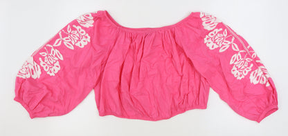 Womens UK Size 20 Marks and Spencer Pink Cropped Blouse