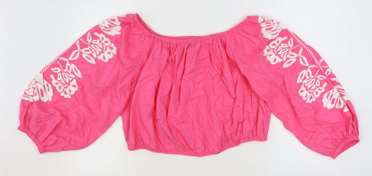 Womens UK Size 20 Marks and Spencer Pink Cropped Blouse