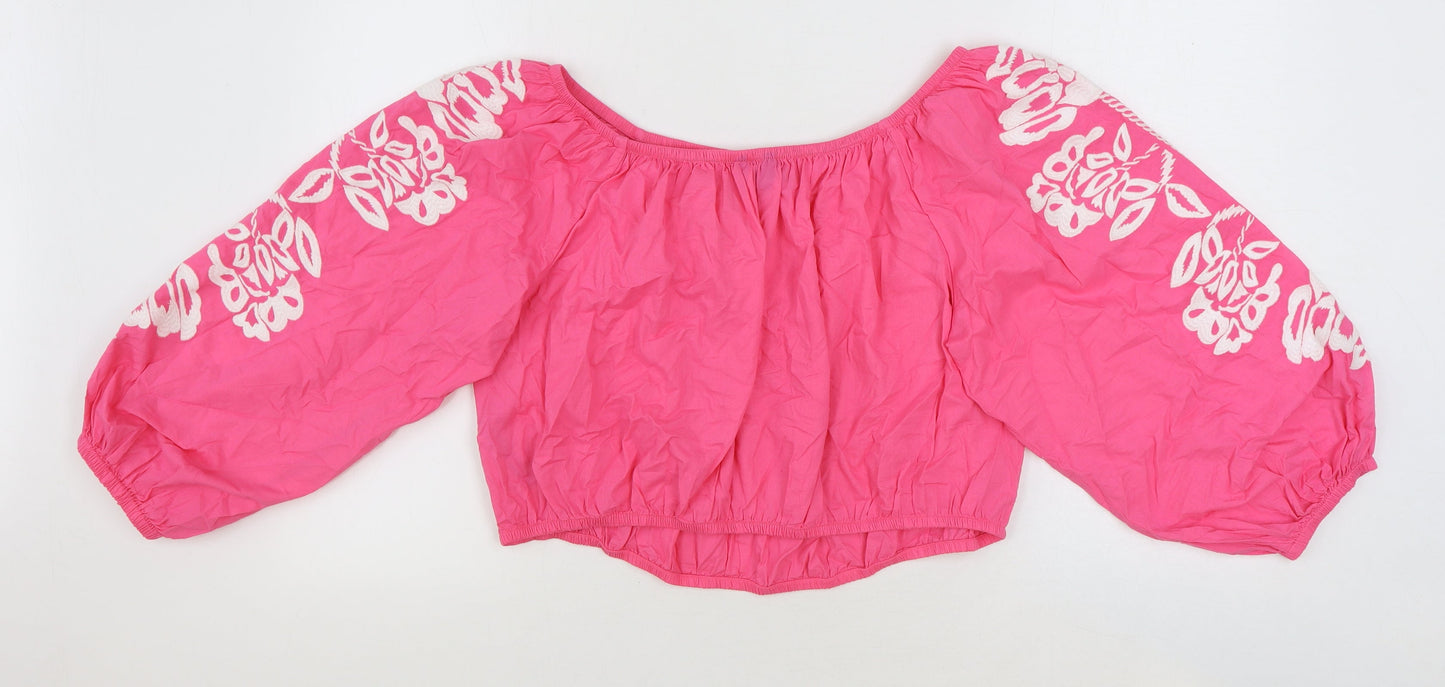 Womens UK Size 20 Marks and Spencer Pink Cropped Blouse