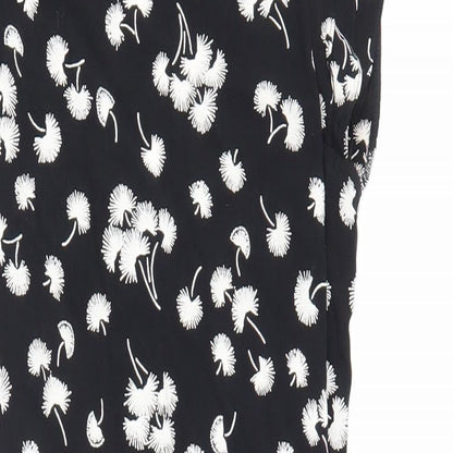 NEXT Womens Black Floral Viscose Fit & Flare Size 34 Boat Neck Zip