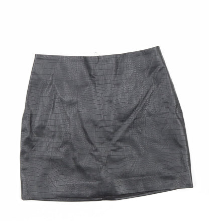 H&M Womens Black Polyester A-Line Skirt Size 38 in Zip