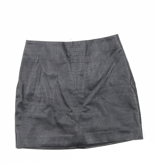 H&M Womens Black Polyester A-Line Skirt Size 38 in Zip