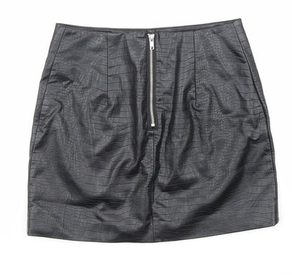 H&M Womens Black Polyester A-Line Skirt Size 38 in Zip