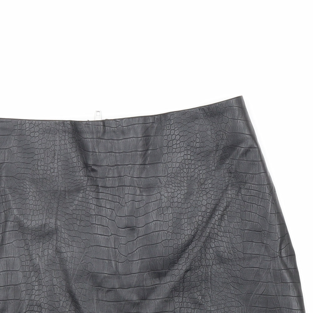H&M Womens Black Polyester A-Line Skirt Size 38 in Zip