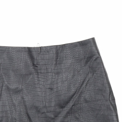 H&M Womens Black Polyester A-Line Skirt Size 38 in Zip