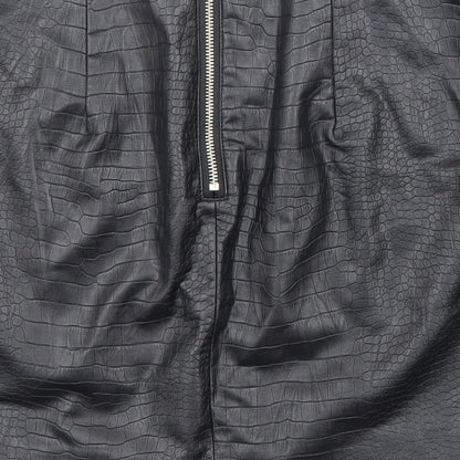 H&M Womens Black Polyester A-Line Skirt Size 38 in Zip