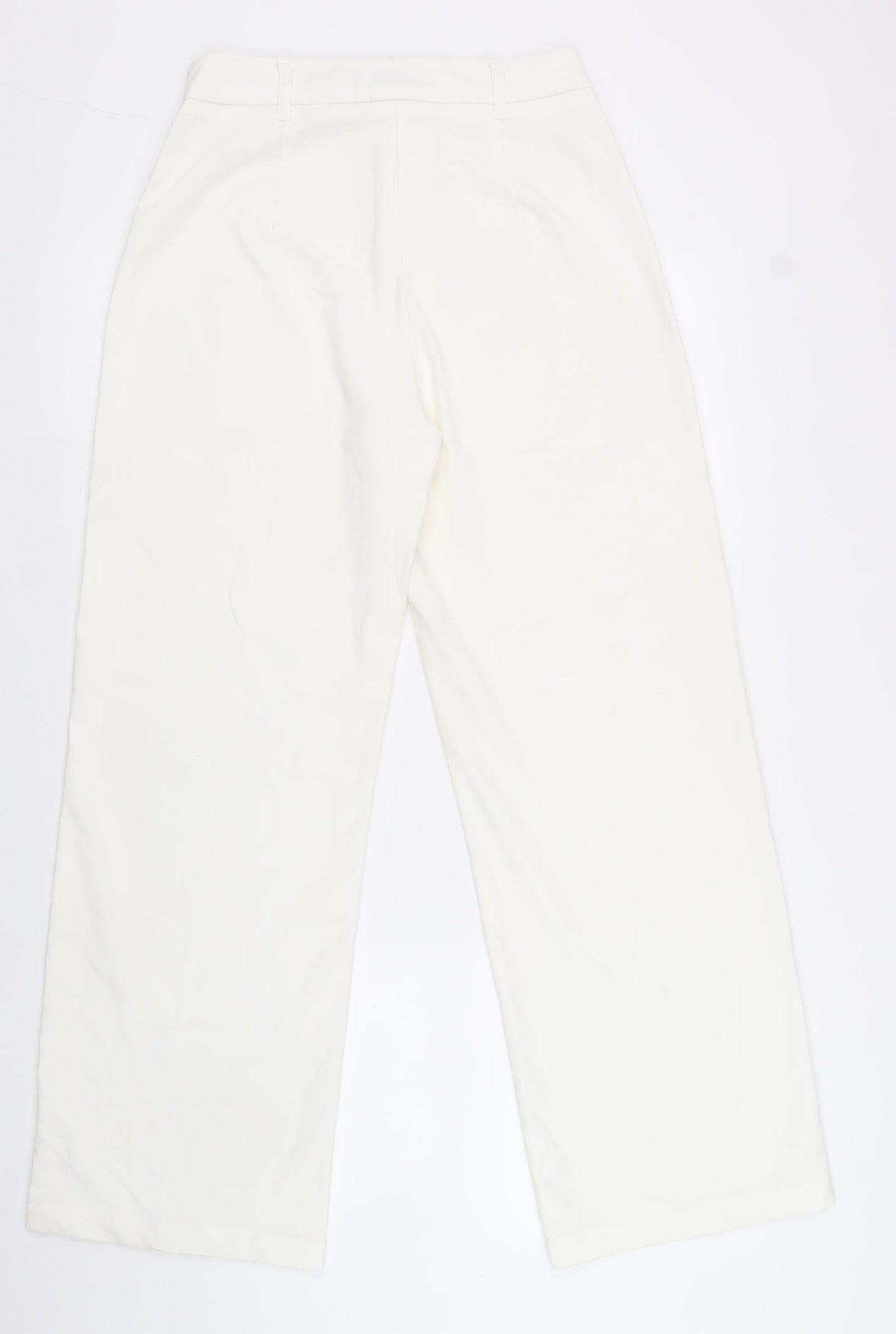 Bershka Womens White Cotton Trousers Size 36 in Regular Zip