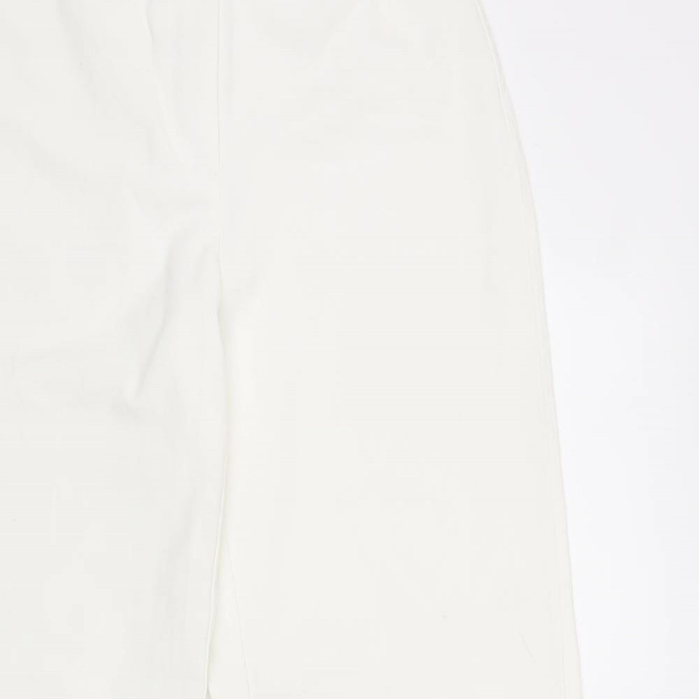 Bershka Womens White Cotton Trousers Size 36 in Regular Zip