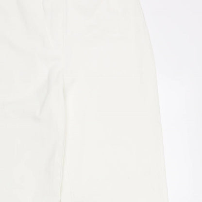 Bershka Womens White Cotton Trousers Size 36 in Regular Zip