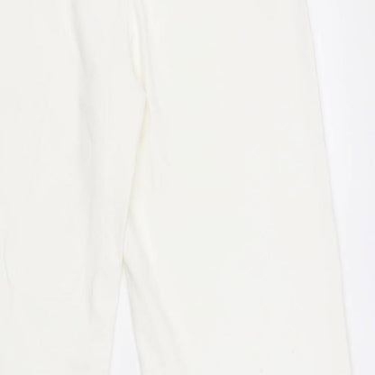 Bershka Womens White Cotton Trousers Size 36 in Regular Zip