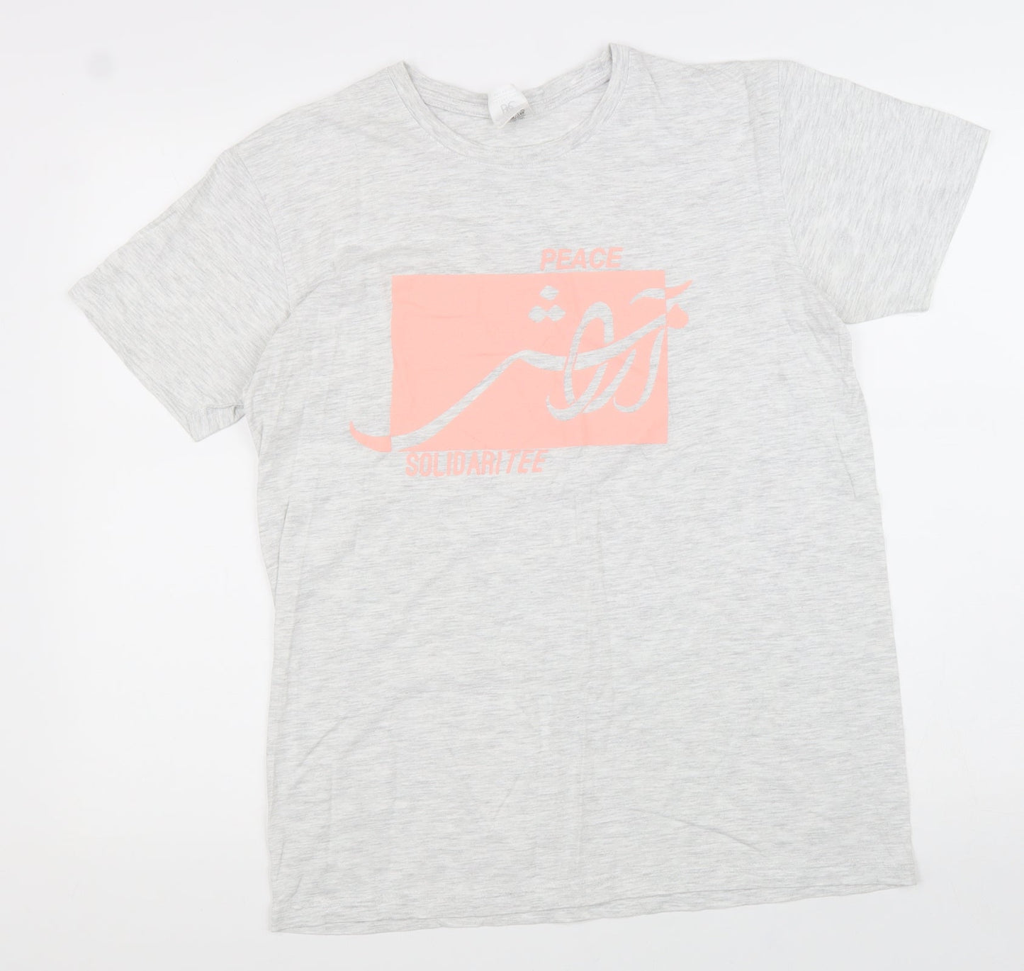 B&C Womens Grey Cotton Basic T-Shirt Size M Round Neck - Peace Solidarity