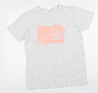 B&C Womens Grey Cotton Basic T-Shirt Size M Round Neck - Peace Solidarity