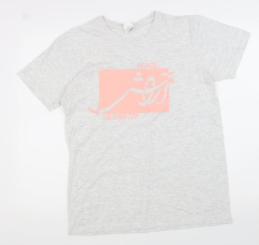 B&C Womens Grey Cotton Basic T-Shirt Size M Round Neck - Peace Solidarity