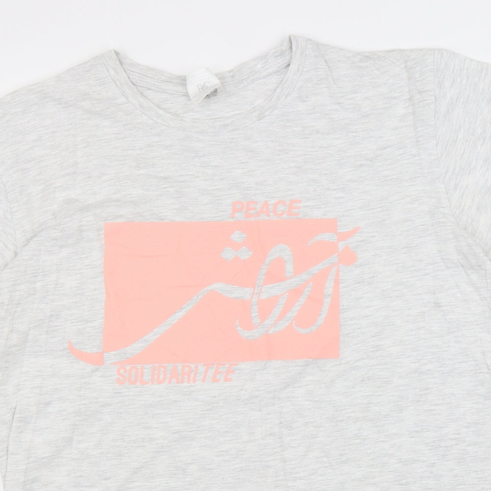 B&C Womens Grey Cotton Basic T-Shirt Size M Round Neck - Peace Solidarity