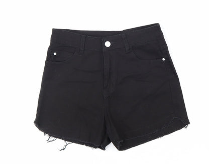 Preworn Womens Black Polyester Cut-Off Shorts Size M L3 in Regular Zip