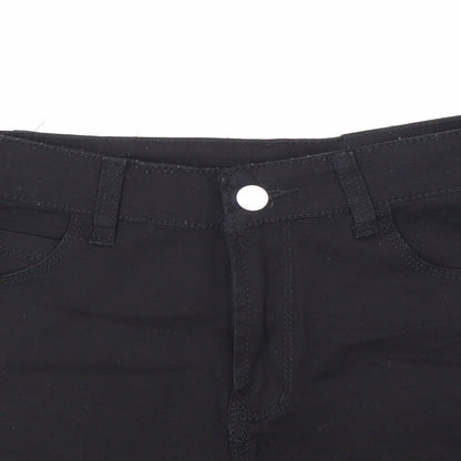 Preworn Womens Black Polyester Cut-Off Shorts Size M L3 in Regular Zip